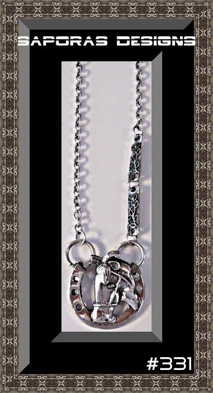Image 0 of Vintage Silver In Color  Horse Shoe / Flower Design Necklace For Good Luck