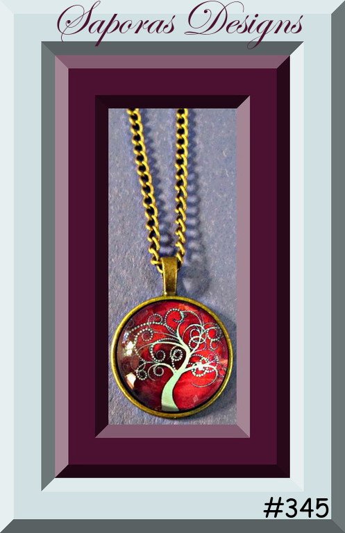 Image 0 of Antique Retro Tree Of Life Design Necklace Pink & Blue In Color