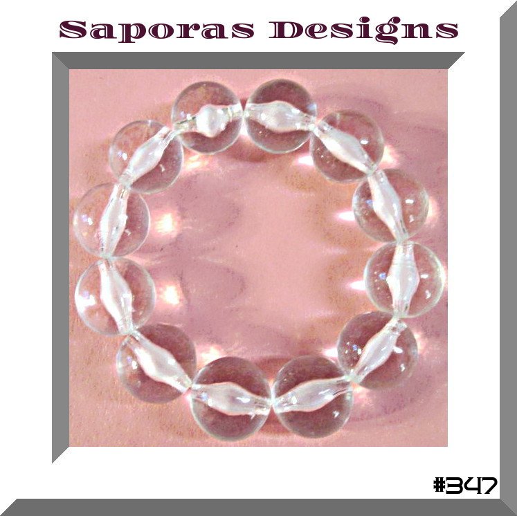 Image 0 of Stretchable Elastic Clear Beaded Bracelet Fits Most Wrist