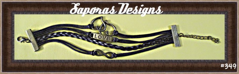 Image 0 of Multi-Layered Brown Leather Bracelet With Braid Hearts Love & Infinity Charms