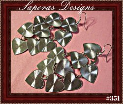 Silver Tone Chandelier Dangle Heart Design Earrings 