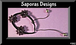 Handmade Black Braided Rope Bracelet With Purple Flower Shaped Beads