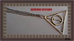 Silver Tone Harry Potter Deathly Hallows Design Necklace Unisex