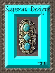 Tibetan Silver & Turquoise Ring Size 7 & Adjustable Native Ethnic Tribal 