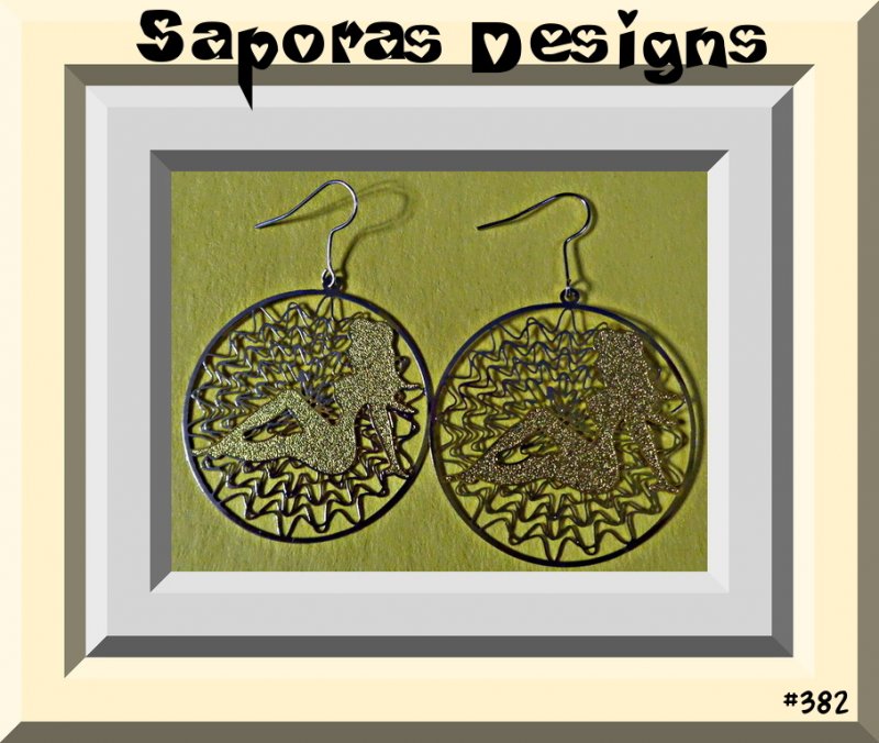 Image 0 of Gold & Silver Tone Sexy Women Lady Round Circle Dangle Earrings