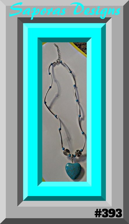 Image 0 of Tibetan Silver & Turquoise Heart Design Necklace Native Ethnic Tribal Bohemian 