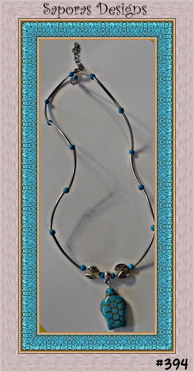 Image 0 of Tibetan Silver & Turquoise Turtle Design Necklace Native Ethnic Tribal Bohemian