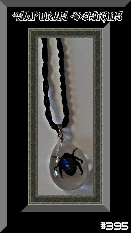 Image 0 of Amber Style Real Bug / Beetle Design Necklace With Black Rope Chain