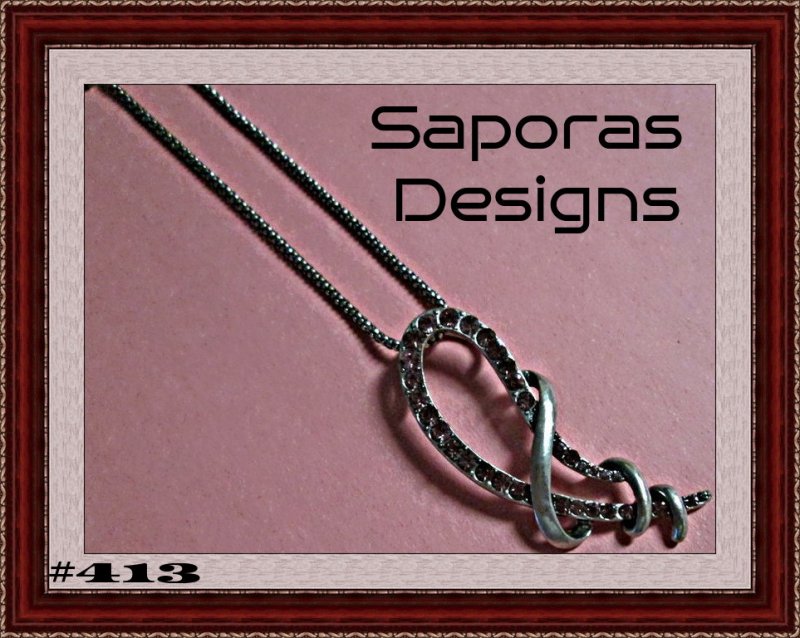 Image 0 of Vintage Silver Tone Tornado Design Necklace With Pink Crystals