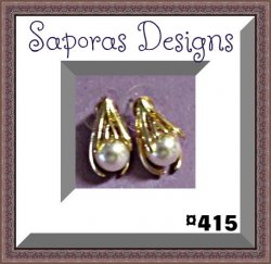 Gold Tone Stud Earrings With White Faux Pearl