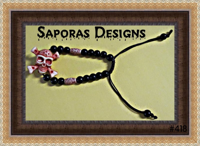 Image 0 of Handmade Pirates Of The Caribbean Design Bracelet With Black & Brown Beads