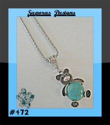 Tibetan Silver & Turquoise Teddy Bear Design Necklace Native Ethnic Tribal