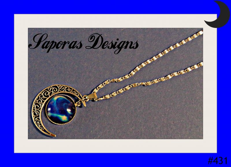 Image 0 of Silver Tone Moon / Galaxy Design Necklace