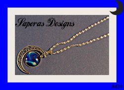 Silver Tone Moon / Galaxy Design Necklace