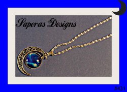 Silver Tone Moon / Galaxy Design Necklace