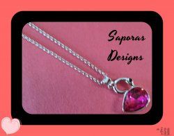 Silver Tone Swan Design Necklace With Black & Pink Crystals