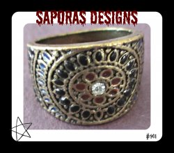 Size 6.5 Medieval Design Ring With Clear Crystal Antique Style