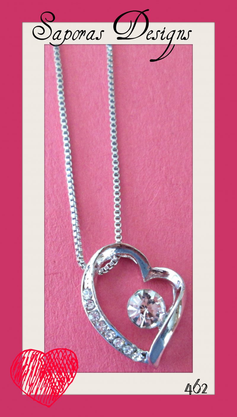 Image 0 of 18KRP Heart Design Necklace With Clear Crystals For Girls/Teens