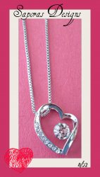18KRP Heart Design Necklace With Clear Crystals