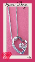 18KRP Heart Design Necklace With Clear Crystals For Girls/Teens