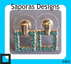 18KRP Square Design Stud Earrings With Blue Crystals