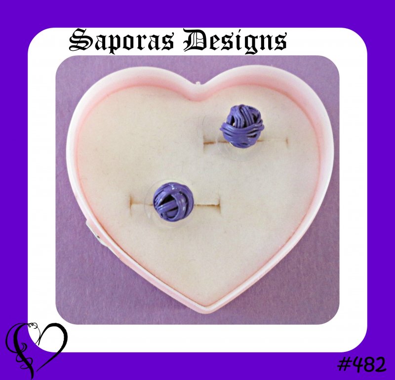 Image 0 of Purple Love Knot Design Stud Earrings