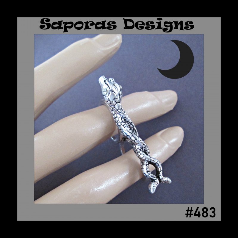 Image 0 of Silver Tone Two (2) Snake Design Double Finger Ring Unisex Size 6 & 7