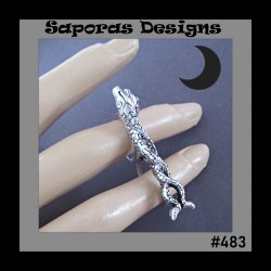 Silver Tone Two (2) Snake Design Double Finger Ring Unisex Size 6 & 7