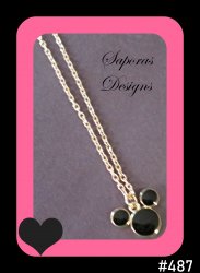 Gold Tone & Black Disney Mickey Mouse Design Necklace