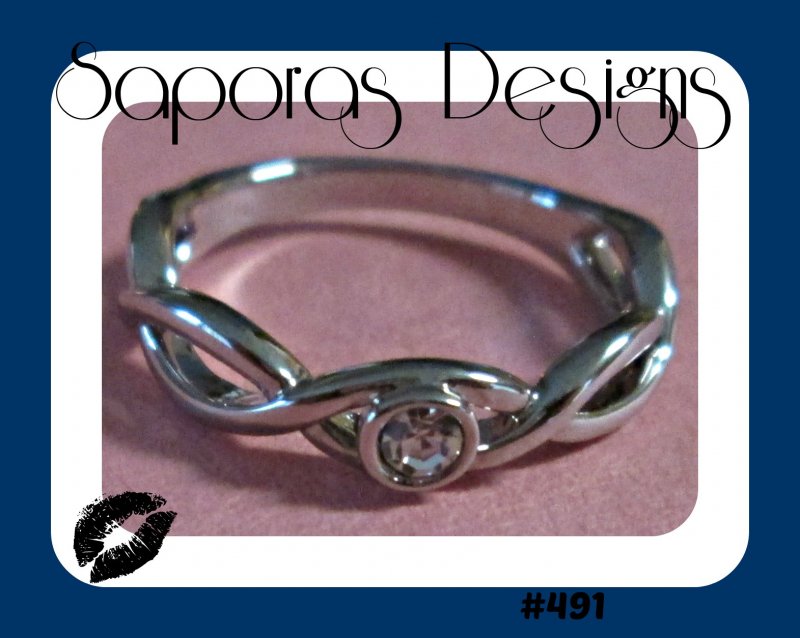 Image 0 of Silver Tone Size 5 Infinity Design Ring With Clear Crystal
