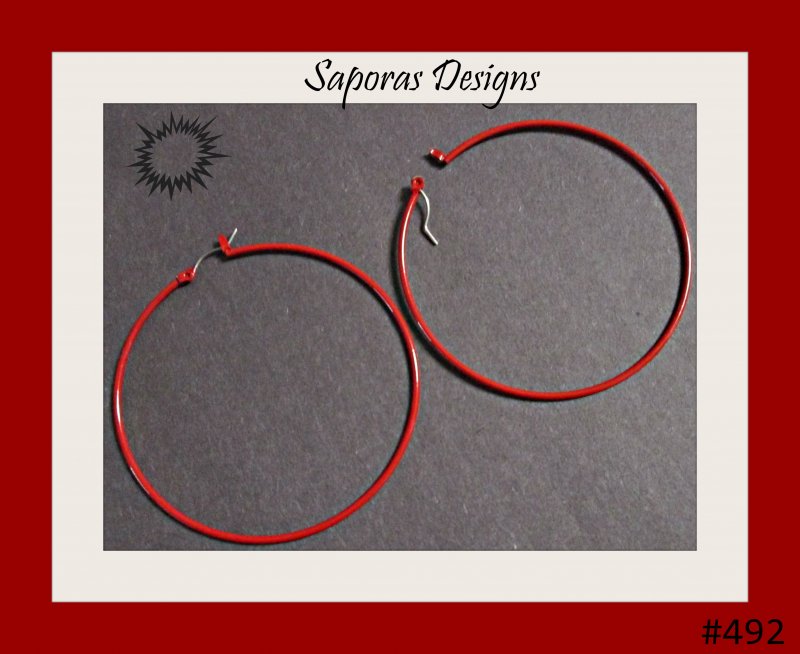 Image 0 of Red Hoop Earrings