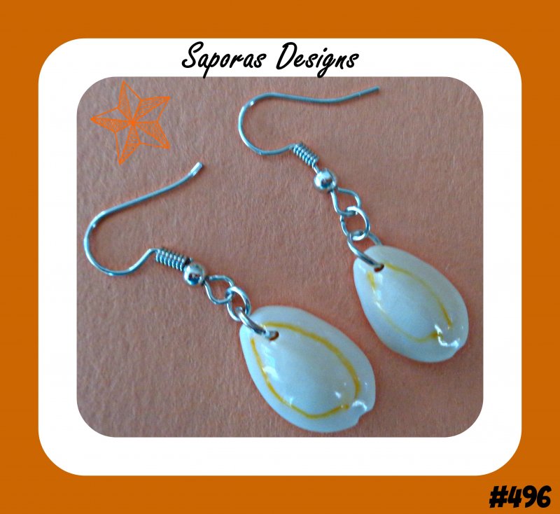 Image 0 of Handmade Dangle Real Seashell Earrings With Silver Tone Finish