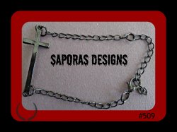 Black Chain Bracelet With Cross Design Biker Gothic Punk Rock Religious Style