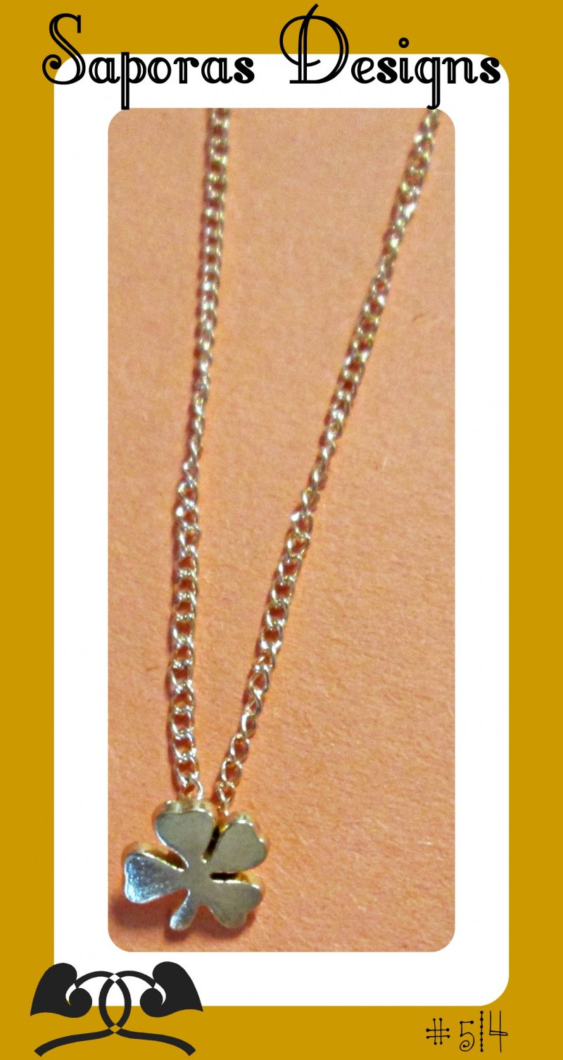 Image 0 of Gold Tone Four Leaf Clover Design Necklace For Good Luck