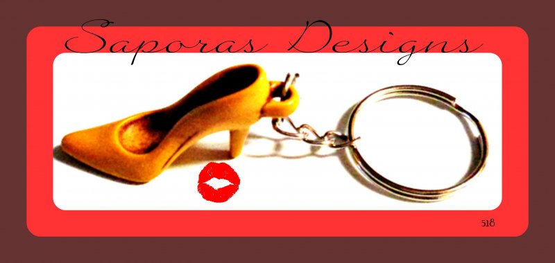 Image 0 of Handmade Wood Keychain High Heel Design 