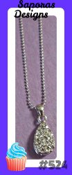 Silver Tone Tear Drop Design Necklace With Clear Crystals Classy Style