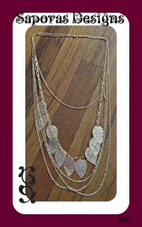 Gold Tone Multi-Layered Chain Sweater Necklace With Leaf Designs