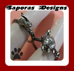 Antique Double Finger Ring Rabbit & Turtle Design Size 7 & 8