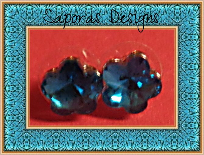 Image 0 of December Birthstone Color Flower Design Crystal Stud Earrings