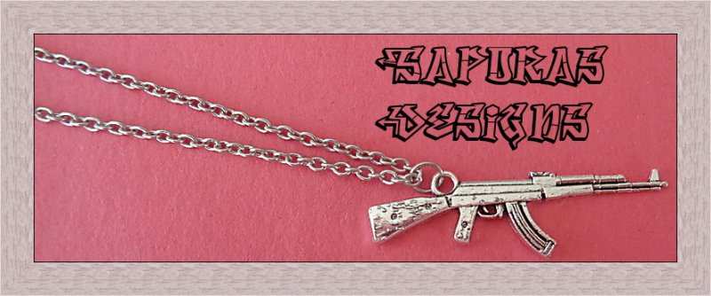 Image 0 of Silver Tone Gun Design Necklace Biker Gothic Punk Rock Style