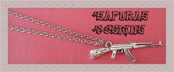 Silver Tone Gun Design Necklace Biker Gothic Punk Rock Style