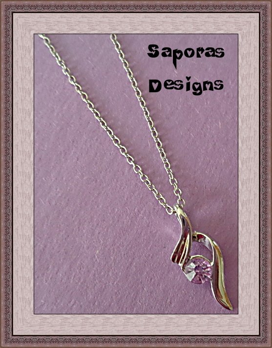 Image 0 of Silver Tone February Birthstone Color Crystal Necklace 