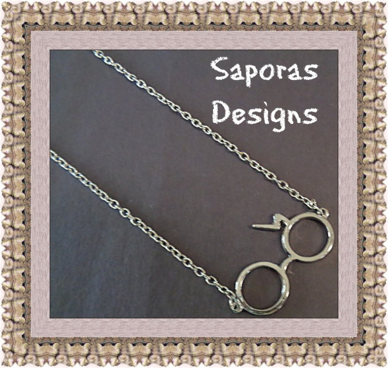 Image 0 of Silver Tone Harry Potter Glasses / Scar Design Necklace Unisex