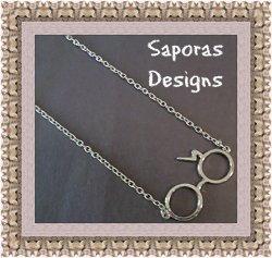 Silver Tone Harry Potter Glasses / Scar Design Necklace Unisex
