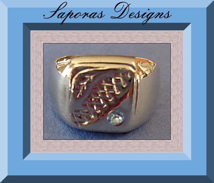 Image 0 of Silver Tone Ring Size 12.5 With Blue Crystal For Him