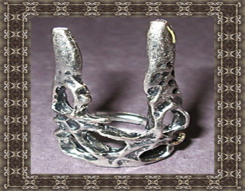 Image 0 of Silver Tone Spike Design Ring Unisex Size 7 & Adjustable Biker Gothic Punk Rock 