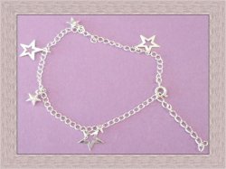 Silver Tone Star Design Anklet