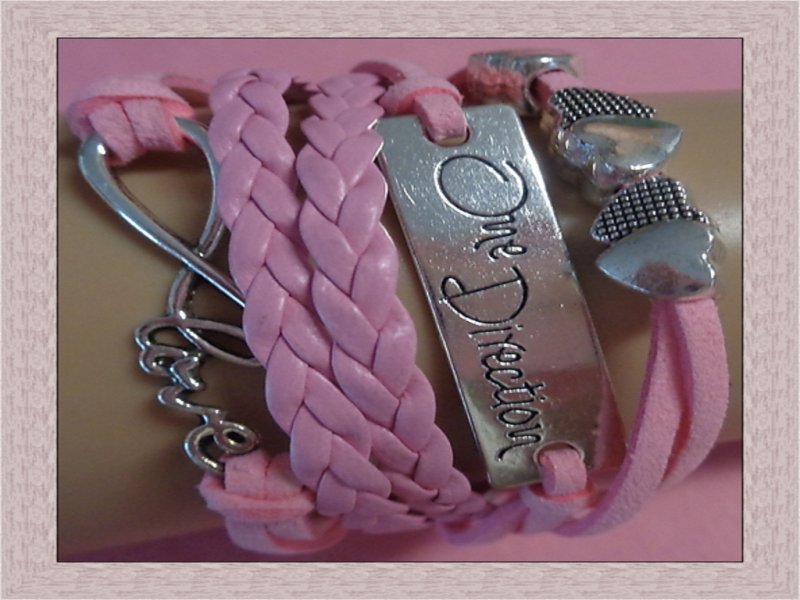 Image 0 of Multi-Layered Pink Leather One Direction Bracelet