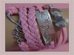 Multi-Layered Pink Leather One Direction Bracelet