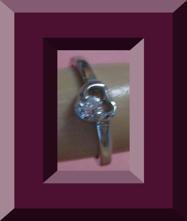 Image 0 of Silver Tone Heart Design Band Promise Ring With Clear Crystal Size 6.5